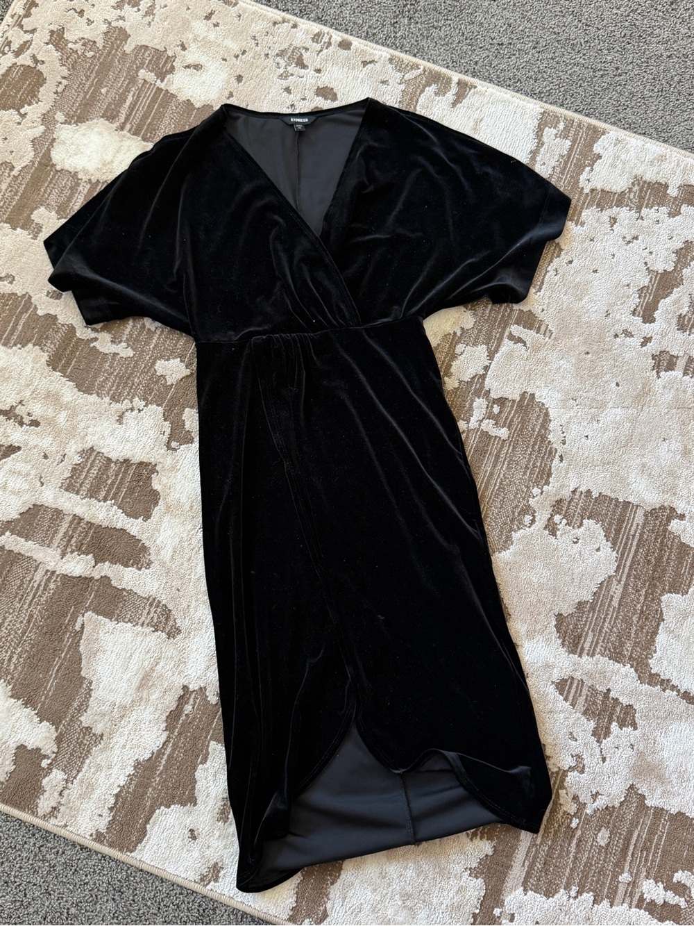 Express Black Velvet Aline Wrap Dress